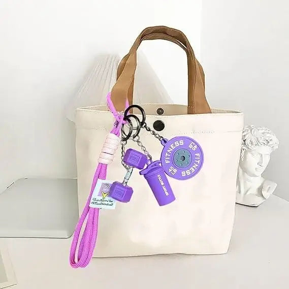 🏋️♀️✨ Fitness Keychain Set 🔑💪 Silicone Dumbbell, Kettlebell & Weight Plate Charms
