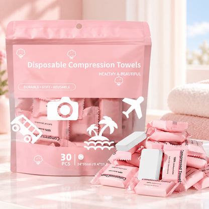 🌿30-Pack Disposable Compressed Towels – Soft, Absorbent & Travel-Friendly