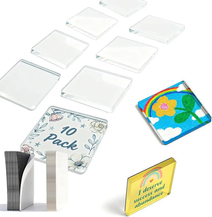 🎁Clear Acrylic DIY Fridge Magnet Set with Adhesive Backing – Square Magnetic Photo Frames with Stunning 3D Effect 💕
