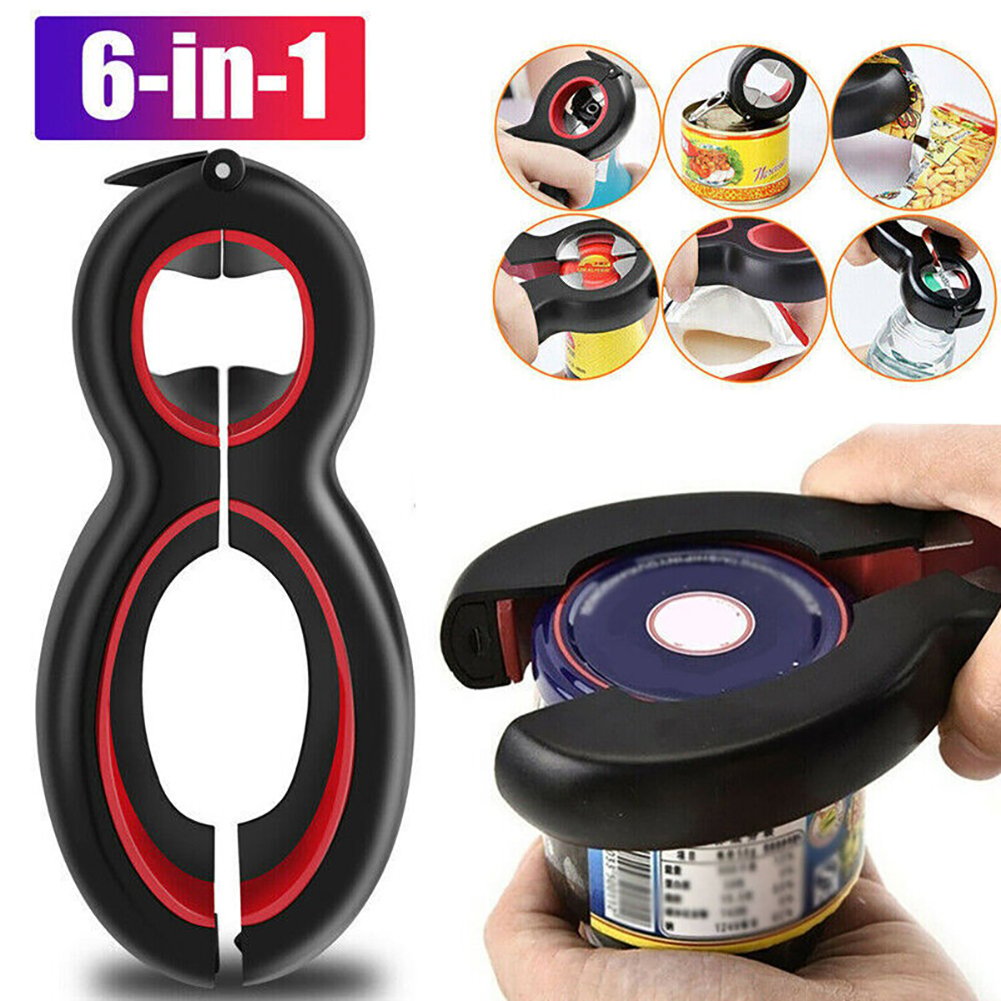 6-in-1 Multifunctional Bottle Opener – Stainless Steel | Opens Jars, Cans, Beer & More | Kitchen Essential