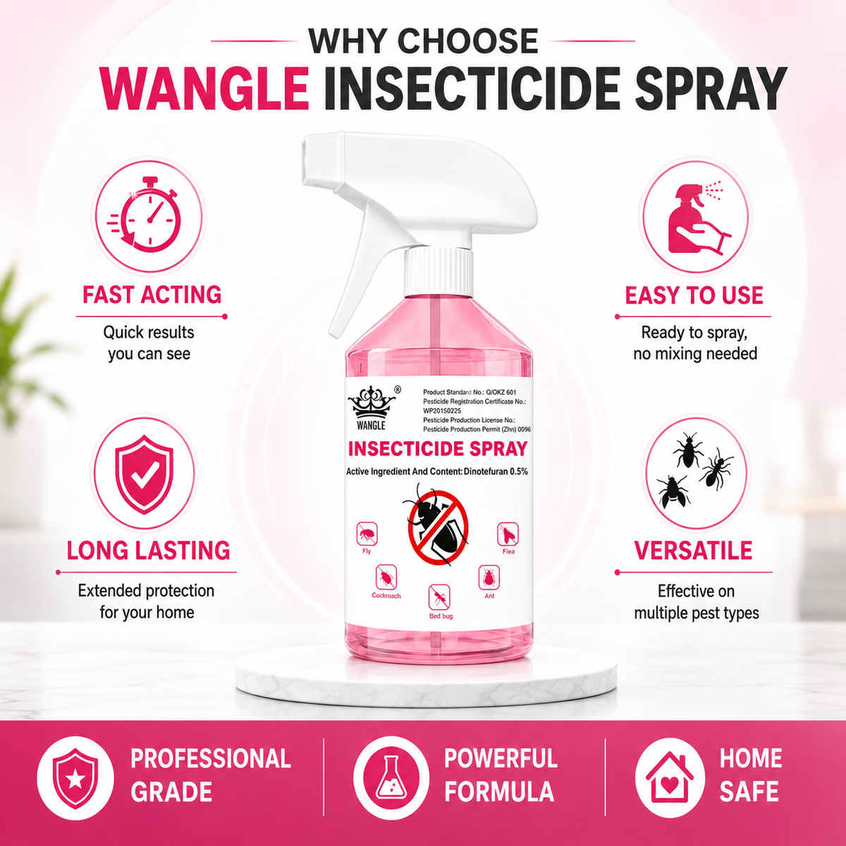 Effective Multi-Functional Household Pest Control, Easy-Use Insect Treatment, Powerful Formula to Get Rid of Cockroaches and Other Indoor Insects Insecticide