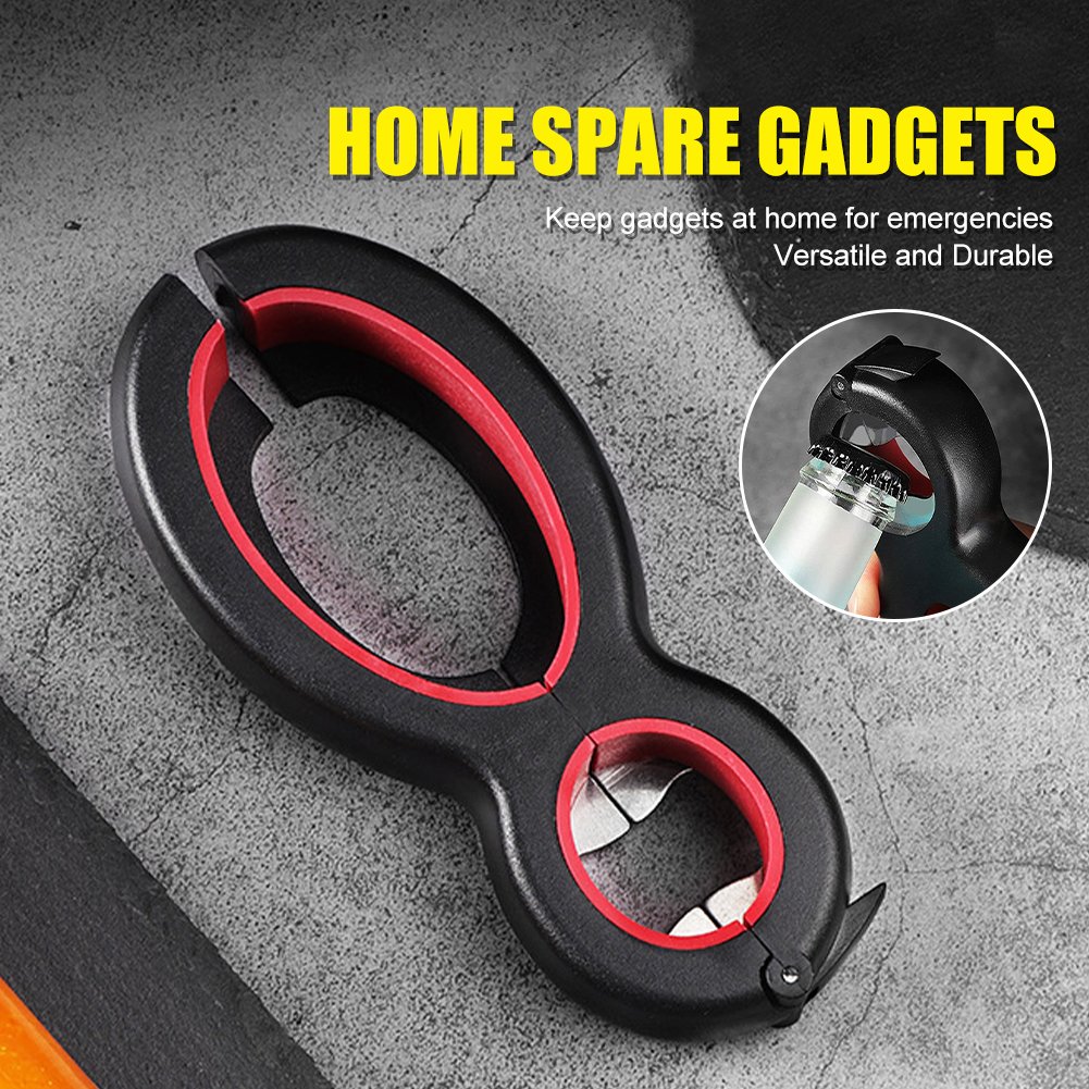 6-in-1 Multifunctional Bottle Opener – Stainless Steel | Opens Jars, Cans, Beer & More | Kitchen Essential