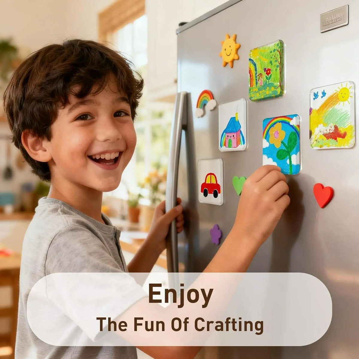 🎁Clear Acrylic DIY Fridge Magnet Set with Adhesive Backing – Square Magnetic Photo Frames with Stunning 3D Effect 💕