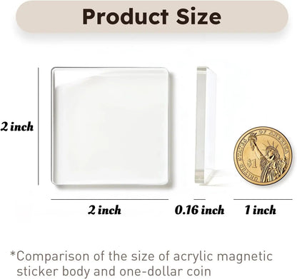 🎁Clear Acrylic DIY Fridge Magnet Set with Adhesive Backing – Square Magnetic Photo Frames with Stunning 3D Effect 💕