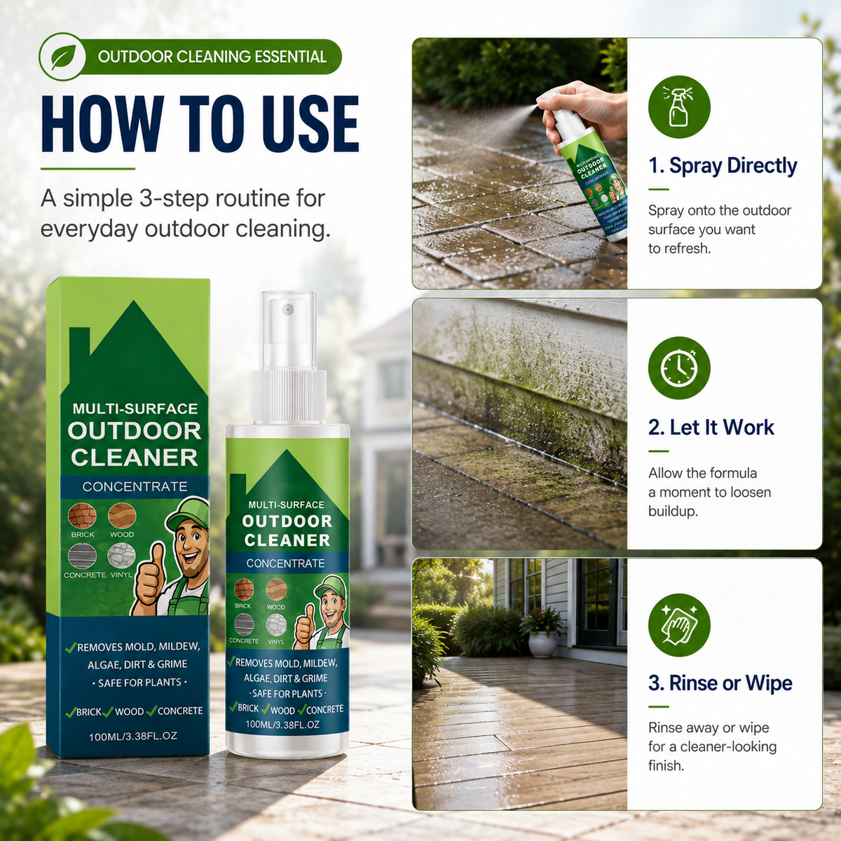 🔥 FINAL DAY — BUY MORE, GET MORE FREE!🏆 Multi-Surface Outdoor Cleaner Concentrate