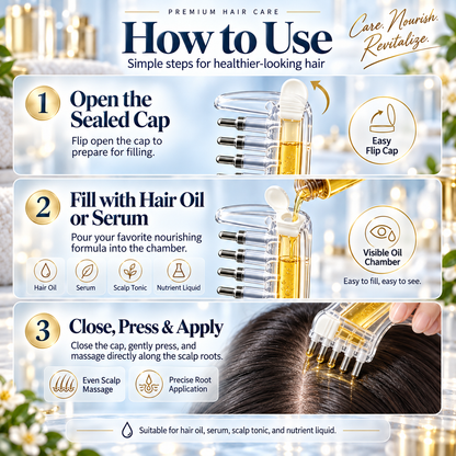 ✨ Scalp Liquid Applicator Comb 💧 Refillable Hair Root Oil Massage Comb 🌿 for Hair Care Treatment & Scalp Nourishing