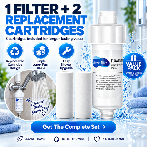 🚿 Upgrade Your Shower Water — Easy-Install Shower Filter with 3 Cartridges for Cleaner-Feeling Water 💧