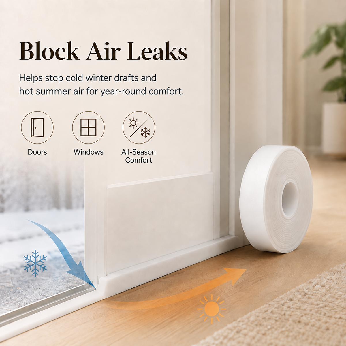 🚪 16.4FT Self-Adhesive Weather Stripping for Doors & Windows ✨