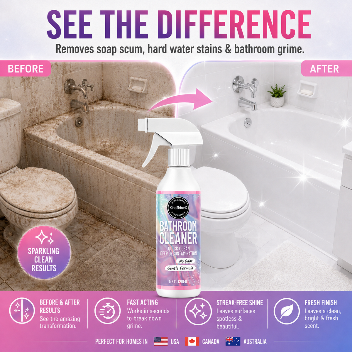 🧼✨ All-in-One Bathroom Cleaner – Powerful Cleaning for Bathtubs, Toilets, Sinks, Tiles & More 🛁🚿