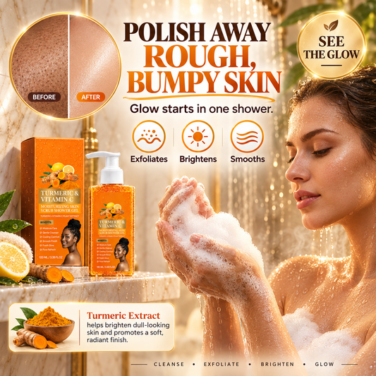 Turmeric & Vitamin C Exfoliating Body Wash – Gentle Scrub Cleanser for Smooth, Radiant-Looking Skin