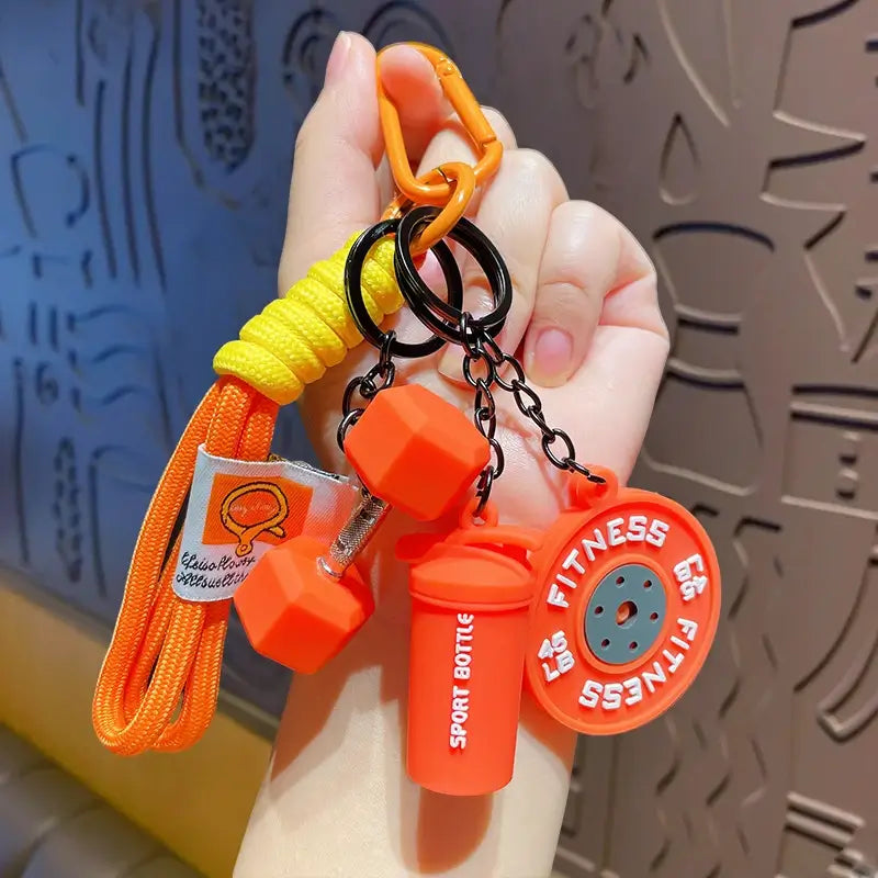 🏋️‍♀️✨ Fitness Keychain Set 🔑💪 Silicone Dumbbell, Kettlebell & Weight Plate Charms