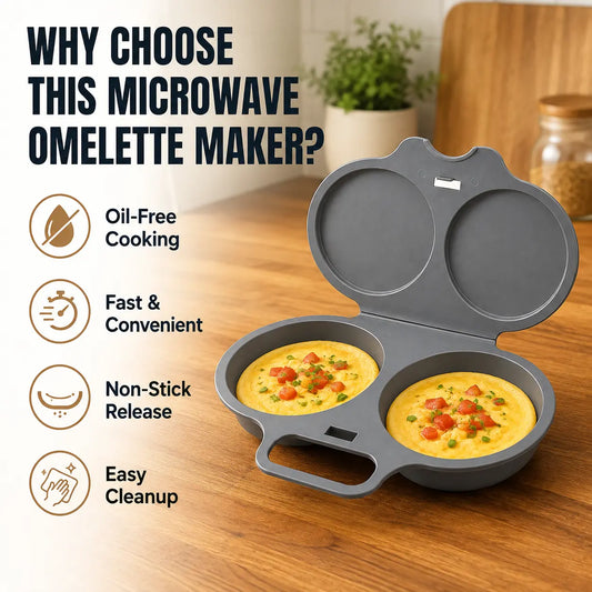 🍳 2-Cavity Microwave Egg Poacher with Lid – Nonstick Egg Cooker for Quick & Easy Breakfasts ⚡
