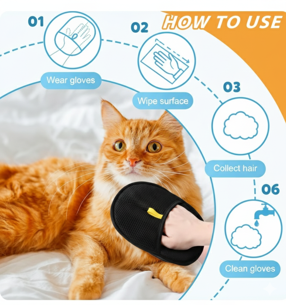 FurGrab Pro Glove -Efficient Pet Hair Remover Glove