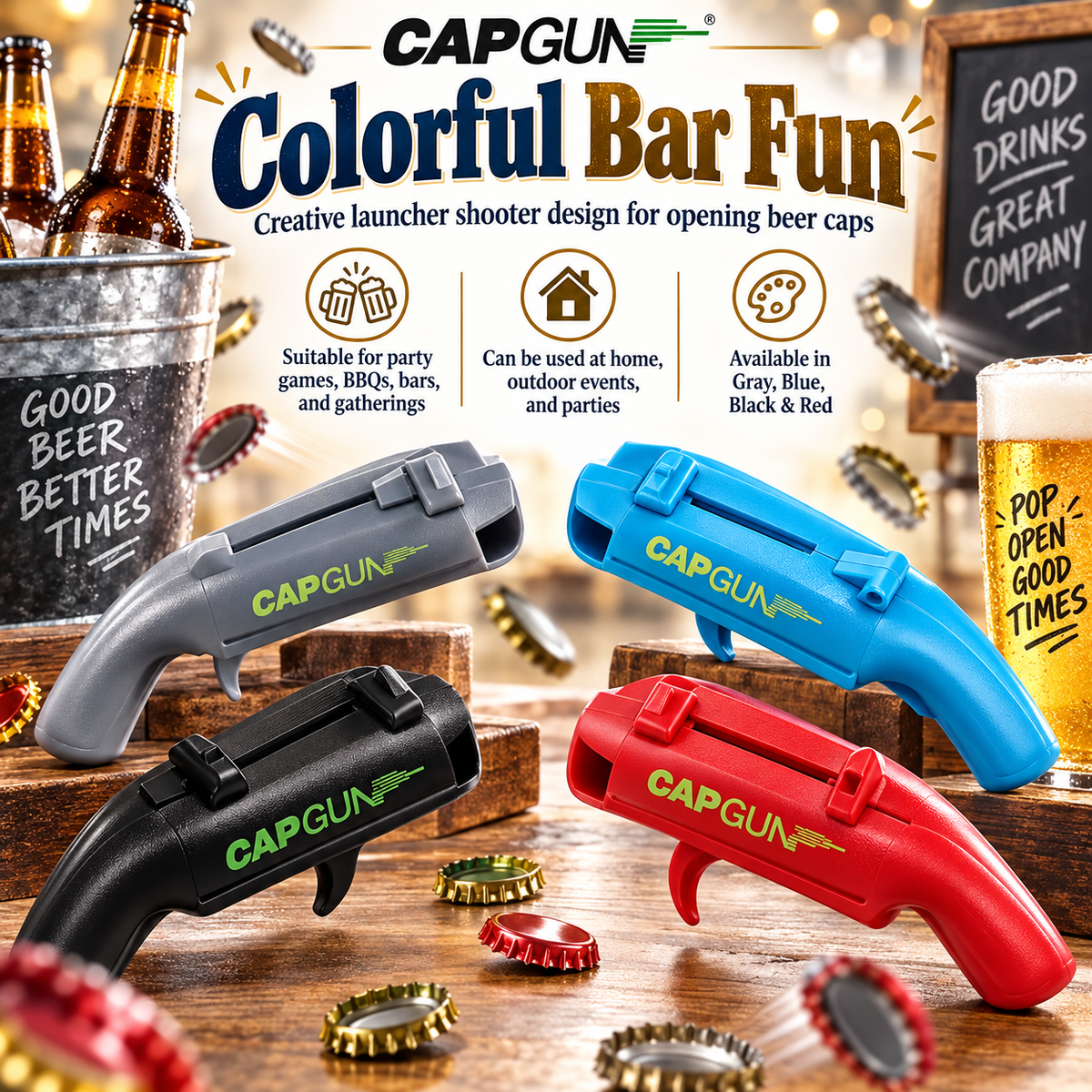 🍺 Creative Cap Launcher Bottle Opener – Fun Bar Gadget & Gift for Him 🎁
