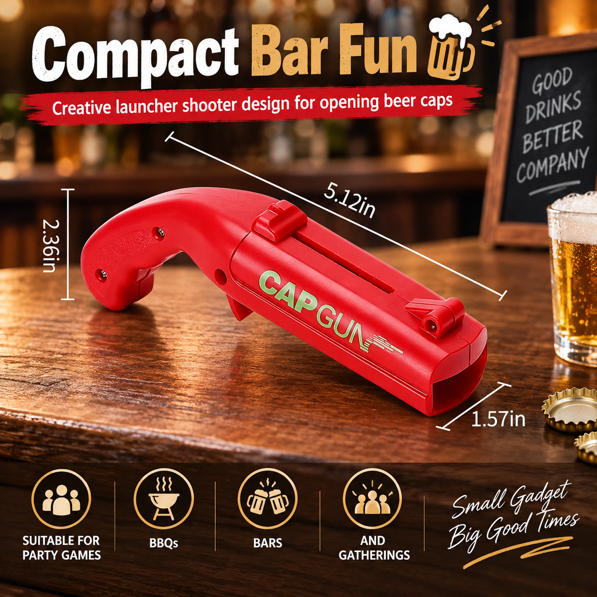 🍺 Creative Cap Launcher Bottle Opener – Fun Bar Gadget & Gift for Him 🎁