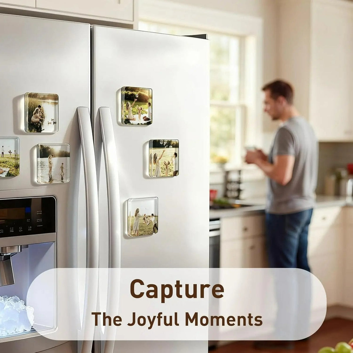 🎁Clear Acrylic DIY Fridge Magnet Set with Adhesive Backing – Square Magnetic Photo Frames with Stunning 3D Effect 💕