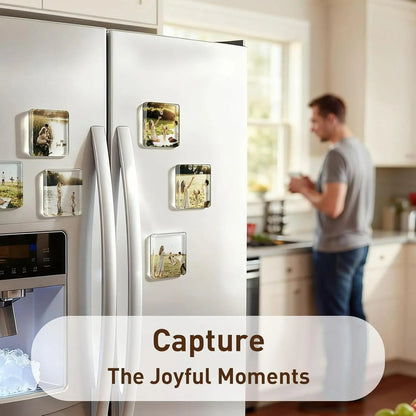 🎁Clear Acrylic DIY Fridge Magnet Set with Adhesive Backing – Square Magnetic Photo Frames with Stunning 3D Effect 💕