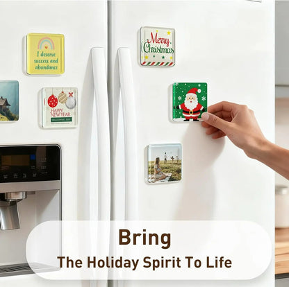 🎁Clear Acrylic DIY Fridge Magnet Set with Adhesive Backing – Square Magnetic Photo Frames with Stunning 3D Effect 💕