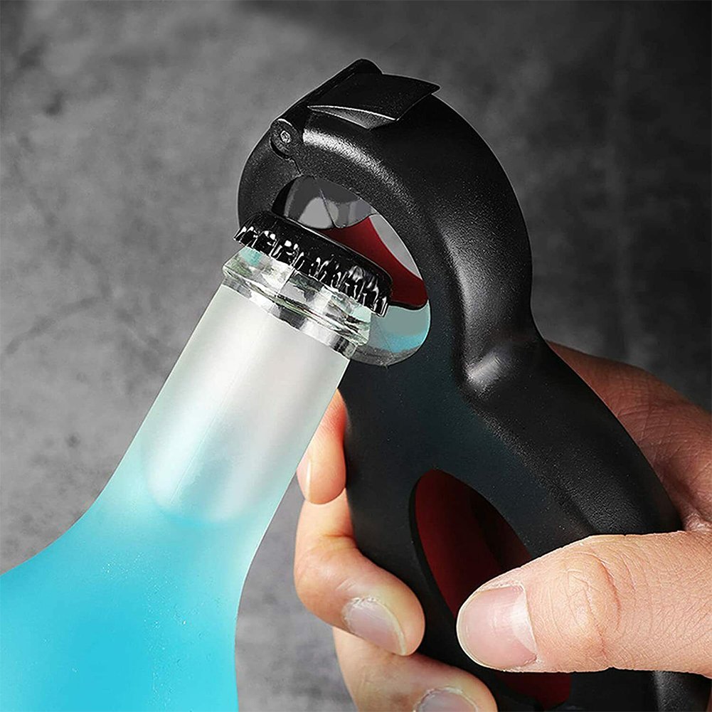 6-in-1 Multifunctional Bottle Opener – Stainless Steel | Opens Jars, Cans, Beer & More | Kitchen Essential