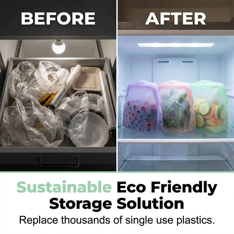 Leakproof Reusable Silicone Storage Bags