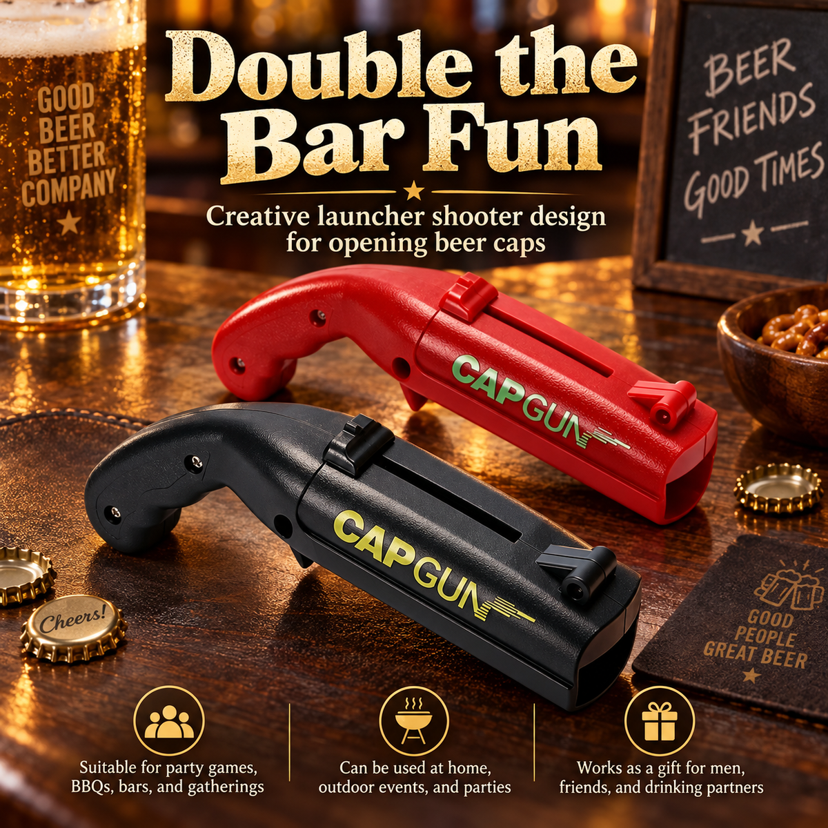🍺 Creative Cap Launcher Bottle Opener – Fun Bar Gadget & Gift for Him 🎁